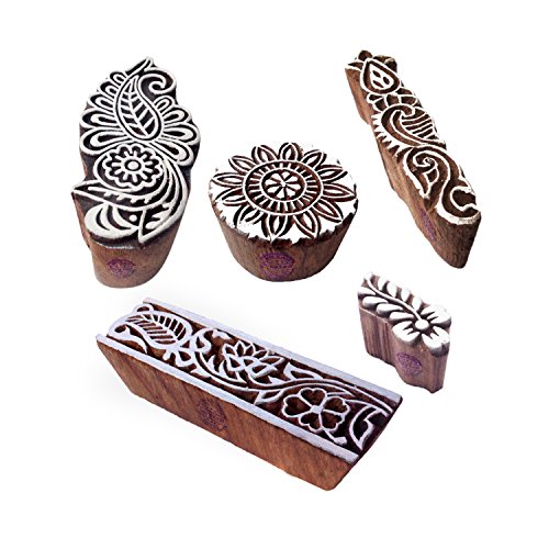 Royal Kraft Städtisch Motif Blume und Rand Hölzern Drucken Blöcke (Set von 5) von Royal Kraft