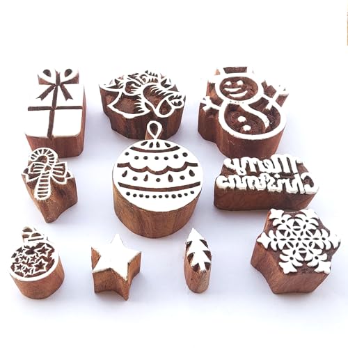Royal Kraft Weihnachten Hölzern Block Drucken Stempel (Set von 10) Bulk01_10D von Royal Kraft
