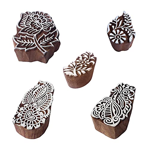 Royal kraft Blumen Hölzern Drucken Stempel (Satz von 5) Henna Stoff Textil Papier Lehm Töpfer Blöcke Htag2213 von Royal Kraft