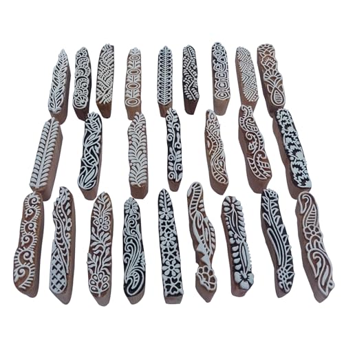 Royal kraft Mehndi Grenze Hölzern Block Drucken Stempel (Set von 25) Bulk01_25E von Royal Kraft