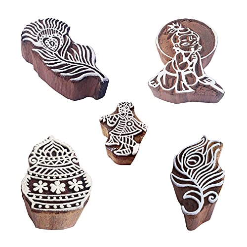 Royal kraft Religiös Hölzern Drucken Stempel (Satz von 5) Henna Stoff Textil Papier Lehm Töpfer Blöcke Htag2239 von Royal Kraft