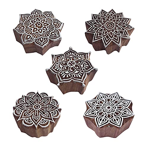 Royal kraft Runden Hölzern Drucken Stempel (Satz von 5) Henna Stoff Textil Papier Lehm Töpfer Blöcke Htag2209 von Royal Kraft