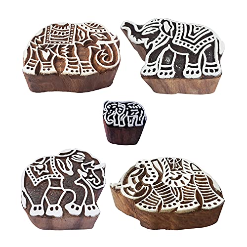 Royal kraft Tier Hölzern Drucken Stempel (Satz von 5) Henna Stoff Textil Papier Lehm Töpfer Blöcke Htag2201 von Royal Kraft