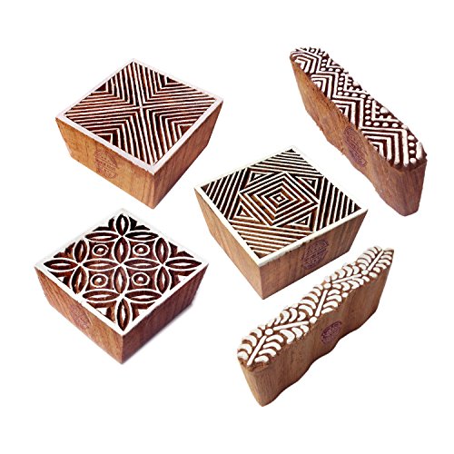 Schick Motif Geometrisch und Quadrat Hölzern Stempel für Drucken (Set von 5) von Royal Kraft