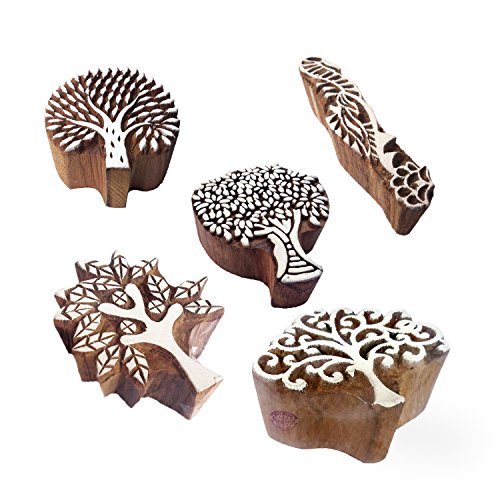 Schön Entwürfe Baum und Blatt Holz Stempel für Drucken (Set von 5) von Royal Kraft