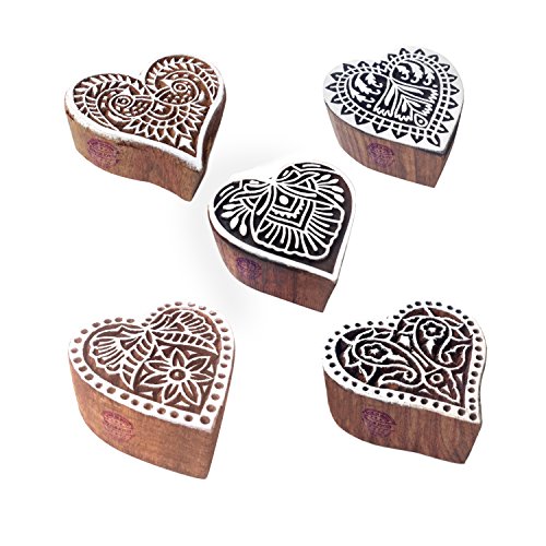 Stilvoll Entwürfe Herz und Blumen Holz Blöcke Stempel (Set von 5) von Royal Kraft