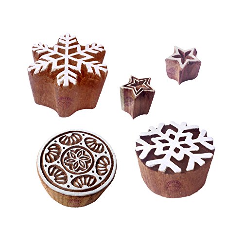 Stoff Holz Druck Attraktiv Blumen Runden Muster Blocke Stempel (Set von 5) von Royal Kraft