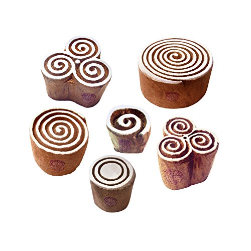 Royal Kraft Traditionell Drucken Blöck Modisch Spiral Runden Designs Holzstempel (Set von 6) von Royal Kraft