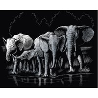 Kratzbild "Elefanten" von Silber