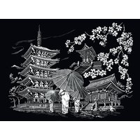 Kratzbild "Kyoto Temple" von Silber