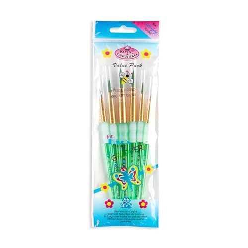 Royal Brush Big Kids Choice Deluxe-Pinsel-Set, rund, synthetisch, Verschiedene Größen, Grün, 6 Stück von Royal & Langnickel