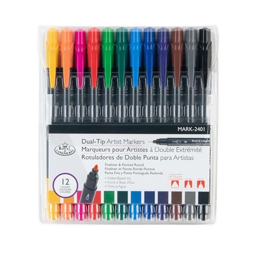 Royal Langnickel - 12 x Künstlermarker mit doppelter Spitze – spitze runde Spitze und Fineliner Royal Langnickel - 12 x Künstlermarker mit doppelter Spitze – spitze runde Spitze und Fineliner von Royal & Langnickel