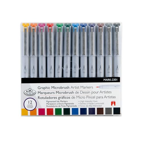 Royal Langnickel - 12 x grafische Microbrush-Künstler-Marker von Royal & Langnickel