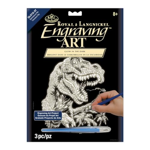 Royal & Langnickel GLO12 - Glow in the Dark Engraving Art/Kratzbilder, DIN A4, Tyrannosaurus Rex von Royal Langnickel