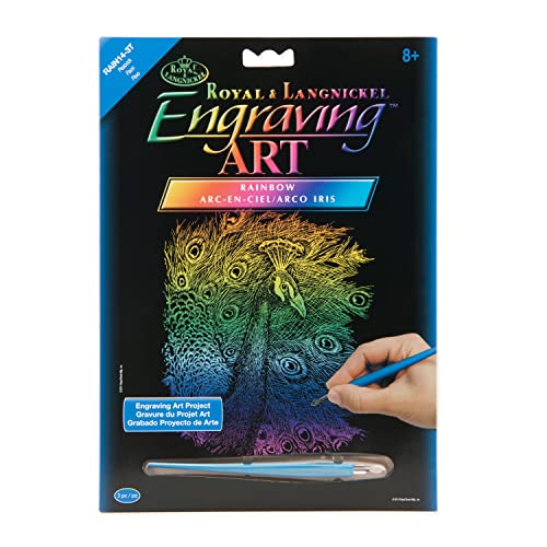 Royal & Langnickel RAIN14 - Engraving Art/Kratzbilder, DIN A4, Pfau, regenbogenfarbe von Royal Langnickel