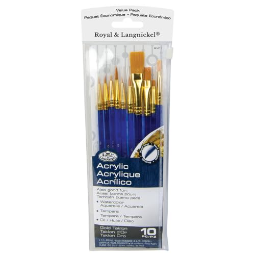 Royal & Langnickel SVP1 - Golden Taklon 10-teiliges preisgünstiges, Super Value Pinsel Set von Royal & Langnickel