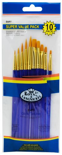 Royal & Langnickel SVP7 - Golden Taklon 10-teiliges preisgünstiges, Super Value Pinsel Set von Royal & Langnickel