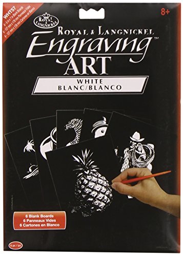 Royal & Langnickel WHT-57 - Engraving Art/Kratzbilder, 5 x 7 Zoll, Blank, 6 Stück, weiß von Royal Langnickel