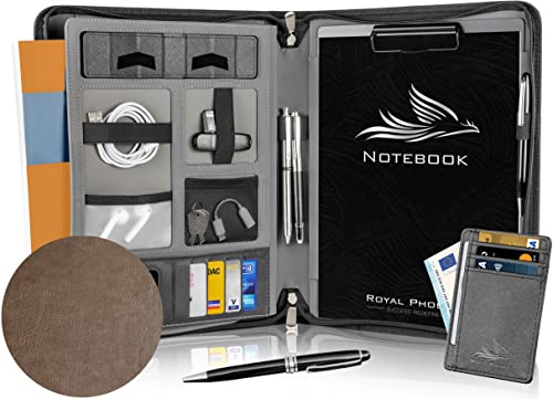 Royal Phoenix® Business Schreibmappe A4 'Eagle' - Hochwertige Dokumentenmappe mit Tablet Halterung - inkl. Kreditkartenetui + EXTRAS - Business Organizer aus hochwertigem Kunstleder Mokka von Royal Phoenix