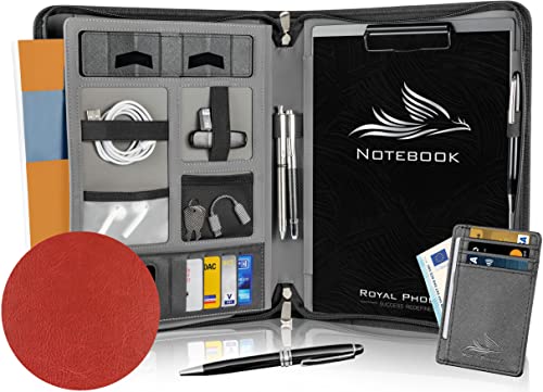 Royal Phoenix® Business Schreibmappe A4 'Eagle' - Hochwertige Dokumentenmappe mit Tablet Halterung - inkl. Kreditkartenetui + EXTRAS - Business Organizer aus hochwertigem Kunstleder Rubinrot von Royal Phoenix