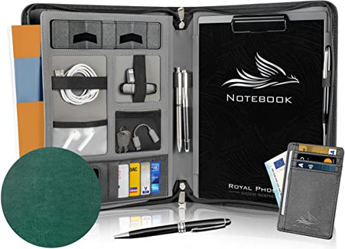 Royal Phoenix® Business Schreibmappe A4 'Eagle' - Hochwertige Dokumentenmappe mit Tablet Halterung - inkl. Kreditkartenetui + EXTRAS - Business Organizer aus hochwertigem Kunstleder Smaragdgrün von Royal Phoenix