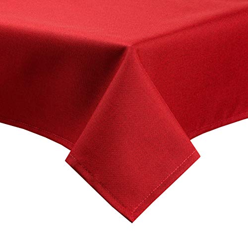 Tischdecke Leinen Optik mit Fleckschutz abwaschbar eckig rund oval Garten, eckig 110x140 cm, Dunkelrot - 5511 von Royal Schneider