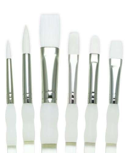 Royal Brush Taklon-Pinsel-Set mit Halter, Weiß Royal Brush Taklon-Pinsel-Set mit Halter, Weiß von Royal & Langnickel