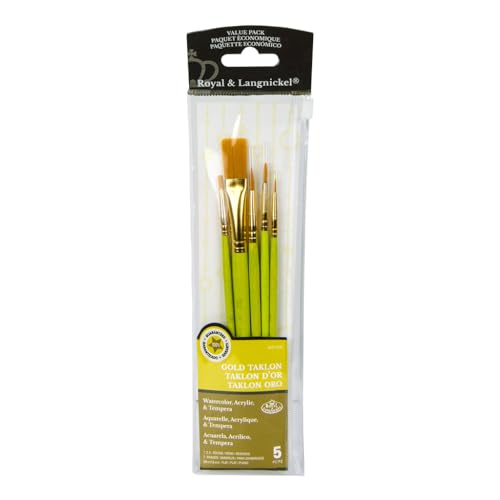 Royal and Langnickel Zip N' Close Pinsel-Set, goldfarben, Taklon-Rundpinsel 1, 3, 5, Farbton 2, flach, 1,6 cm von Royal & Langnickel