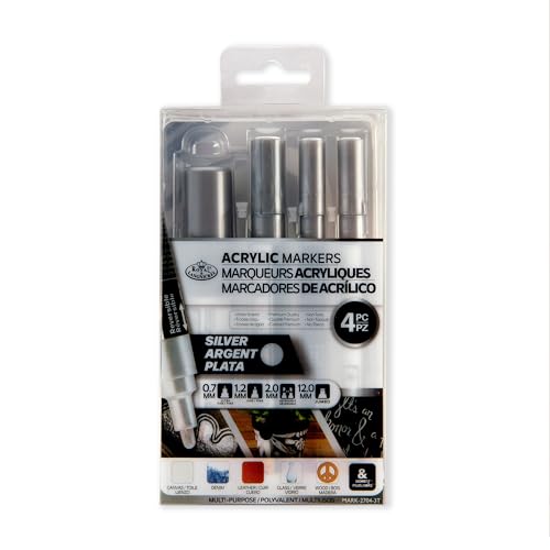 Royal & Langnickel 4 x silberne Acrylfarben-Marker. Größen: 0,7 mm, 1,2 mm, 2 mm, 12 mm. Royal & Langnickel 4 x silberne Acrylfarben-Marker. Größen: 0,7 mm, 1,2 mm, 2 mm, 12 mm. von Royal & Langnickel