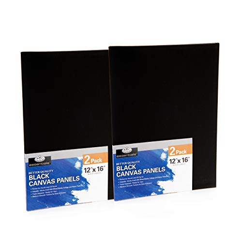 Royal & Langnickel Essentials 30,5 x 40,6 cm schwarze dreifache Gesso-Leinwand, Vorteilspackung, für Öl- und Acrylmalerei, 4 Stück von Royal & Langnickel