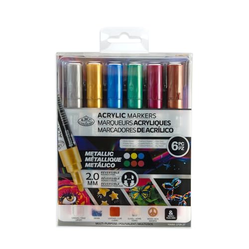 Royal & Langnickel Künstler-Marker, Acrylfarben, 2 mm, wendbare Spitze, Metallfarben, 6 Stück Royal & Langnickel Künstler-Marker, Acrylfarben, 2 mm, wendbare Spitze, Metallfarben, 6 Stück von Royal & Langnickel