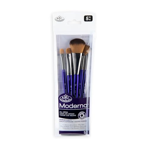 Royal & Langnickel Moderna, 5-teiliges ovales Wischmopp-Pinsel-Set für alle Malmedien, inkl. Mop, Fächer- und Halbmondpinsel, Violett Royal & Langnickel Moderna, 5-teiliges ovales Wischmopp-Pinsel-Set für alle Malmedien, inkl. Mop, Fächer- und Halbmondpinsel, Violett von Royal & Langnickel