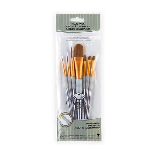 Royal & Langnickel RCC 409 - Crafters Choice, Brown Taklon Oval 7-teiliges Pinsel Set gemischt von Royal & Langnickel