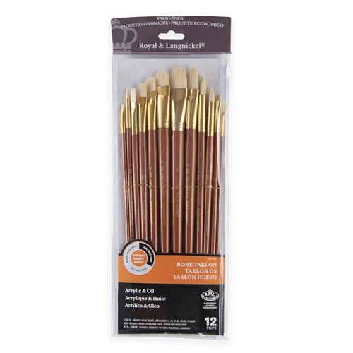 Royal & Langnickel RSET-9317 - Firm Bone Taklon 12-teiliges Pinsel Set gemischt mit langem Griff von Royal & Langnickel