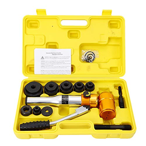 Hydraulisches Werkzeug Plattenstanzer für Metall mit 6 Stanzformen, maximaler Öffnungsdruck 90KN, geeignet für 0,9-2,4 Zoll Metallplatten, ergonomischer Griff, leichte Handhabung, ideal für Baustellen von Royyalpa
