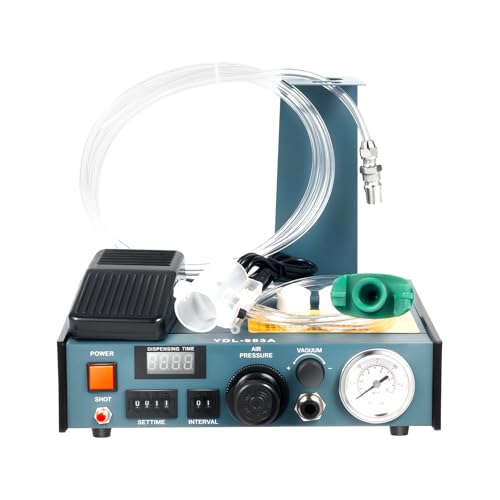 Klebstoffspender, Präzisionsspender, Klebstoffmaschine für industrielle Anwendungen – 16 Ausgabemodi, 0-100psi Druckbereich, 7W Leistung, geeignet für Epoxidharz, Silikon, Schnellkleber und mehr von Royyalpa