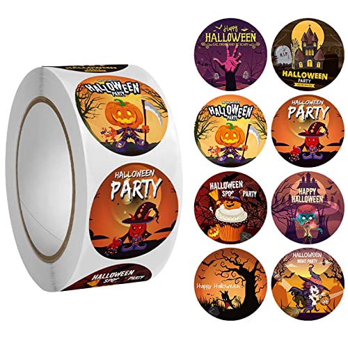 Pack Halloween Sticker Label Dekoration 1 Rolle mit 500 Aufklebern für Halloween Party Dekorationen Sticken (A, One Size) von Rpporm