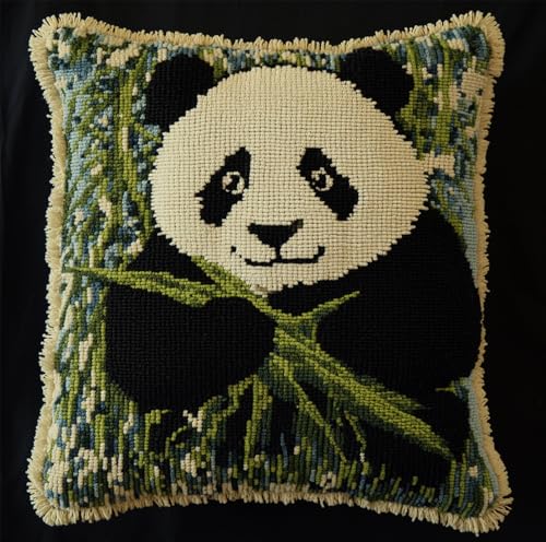 Knüpfhaken-Set, Kissen, Panda, DIY, handgefertigtes Kissen, Häkelgarn, Stickerei, Nadelarbeiten, Haken- und Riegel-Set, Kissenbezug, Teppichbezug, Zuhause, Sofa, Weihnachtsdekoration, 43,2 x 43,2 cm Knüpfhaken-Set, Kissen, Panda, DIY, handgefertigtes Kissen, Häkelgarn, Stickerei, Nadelarbeiten, Haken- und Riegel-Set, Kissenbezug, Teppichbezug, Zuhause, Sofa, Weihnachtsdekoration, 43,2 x 43,2 cm von Rqwybcaxn