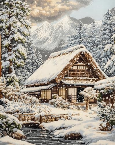 Kreuzstich Set Vorgedruckt,Japanische Schneeszene 14Ct 40X50Cm Tiere Stickvorlagen Stickbilder Vorgedruckt Kreuzstich Stickpackungen Stickpackung Cross Stitch Embroidery Kit Stickset Sticken von Rqwybcaxn