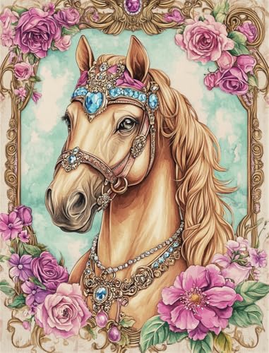 Rqwybcaxn 14Ct Gestempelte Kreuzstich-Sets, Diy Cross Stitch Stickpackung Craft Pferd Handarbeiten Vorgedruckter Stickerei-Starter-Kit Für Anfänger(40X50Cm) von Rqwybcaxn