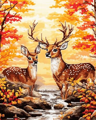 Rqwybcaxn 14Ct Gestempelte Kreuzstich-Sets, Diy Cross Stitch Stickpackung Craft Reh Handarbeiten Vorgedruckter Stickerei-Starter-Kit Für Anfänger(40X50Cm) von Rqwybcaxn