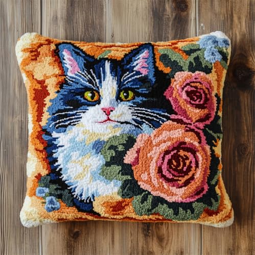 Rqwybcaxn Diy Knüpfen Set Knüpfhaken-Sets Katze Und Rose Knüpfhaken-Sets,Diy-Kissenbezug,Bastelsets,Mit Bedruckter Leinwand 43X43Cm Rqwybcaxn Diy Knüpfen Set Knüpfhaken-Sets Katze Und Rose Knüpfhaken-Sets,Diy-Kissenbezug,Bastelsets,Mit Bedruckter Leinwand 43X43Cm von Rqwybcaxn
