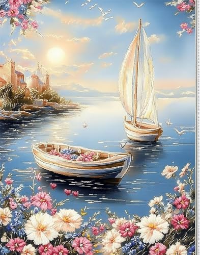 Rqwybcaxn Diy Vorgedruckt Stickbilder Stickset 14Ct,Blumen Und Boote Kreuzstich Stickpackung Handwerk Home Decor Starter-Set Für Wandkunst Rqwybcaxn Diy Vorgedruckt Stickbilder Stickset 14Ct,Blumen Und Boote Kreuzstich Stickpackung Handwerk Home Decor Starter-Set Für Wandkunst von Rqwybcaxn