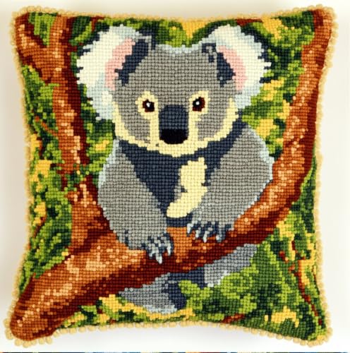 Rqwybcaxn Knüpfkissen Set Koala Knüpfkissen Set Für Anfänger Erwachsene Oder Kinder Zum Selber Knüpfen,Diy Knüpfteppich Knüpfpackung,43X43Cm von Rqwybcaxn