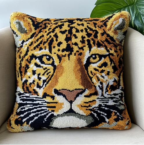 Rqwybcaxn Knüpfkissen Zum Selber Knüpfen,Abstrakter Tierleopard,Knüpfen Set Handgemachte Geschenke Knüpfteppich Für Kinder Und Erwachsene Knüpfset,43X43Cm von Rqwybcaxn