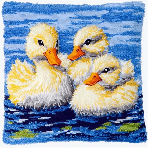 Rqwybcaxn Knüpfkissen Zum Selber Knüpfen,Entenküken Im Wasser,Knüpfen Set Handgemachte Geschenke Knüpfteppich Für Kinder Und Erwachsene Knüpfset,43X43Cm von Rqwybcaxn