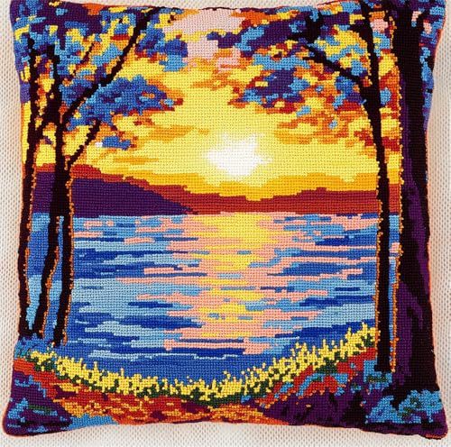 Rqwybcaxn Knüpfkissen Zum Selber Knüpfen,Sonnenaufgang,Knüpfen Set Handgemachte Geschenke Knüpfteppich Für Kinder Und Erwachsene Knüpfset,43X43Cm von Rqwybcaxn