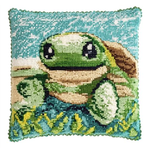 Rqwybcaxn Knüpfkissen Zum Selber Knüpfen,Weihnachtsschildkröte,Knüpfen Set Handgemachte Geschenke Knüpfteppich Für Kinder Und Erwachsene Knüpfset,43X43Cm von Rqwybcaxn