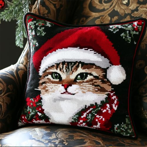 Rqwybcaxn Knüpfteppich Zum Selber Knüpf-Sets Mit Kissen Knüpfen,Katze Mit Weihnachtsschal,Set 43X43Cm Kissenbezug-Set Für Erwachsene Und Kinder Latch Hook Kit Heimaccessoire Rqwybcaxn Knüpfteppich Zum Selber Knüpf-Sets Mit Kissen Knüpfen,Katze Mit Weihnachtsschal,Set 43X43Cm Kissenbezug-Set Für Erwachsene Und Kinder Latch Hook Kit Heimaccessoire von Rqwybcaxn