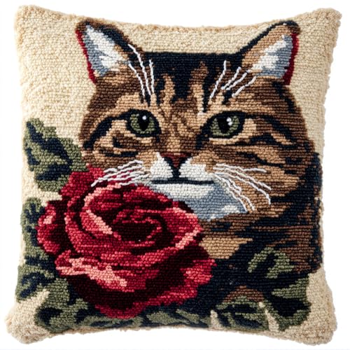 Rqwybcaxn Knüpfteppich Zum Selber Knüpf-Sets Mit Kissen Knüpfen,Katze Und Rose,Set 43X43Cm Kissenbezug-Set Für Erwachsene Und Kinder Latch Hook Kit Heimaccessoire Rqwybcaxn Knüpfteppich Zum Selber Knüpf-Sets Mit Kissen Knüpfen,Katze Und Rose,Set 43X43Cm Kissenbezug-Set Für Erwachsene Und Kinder Latch Hook Kit Heimaccessoire von Rqwybcaxn